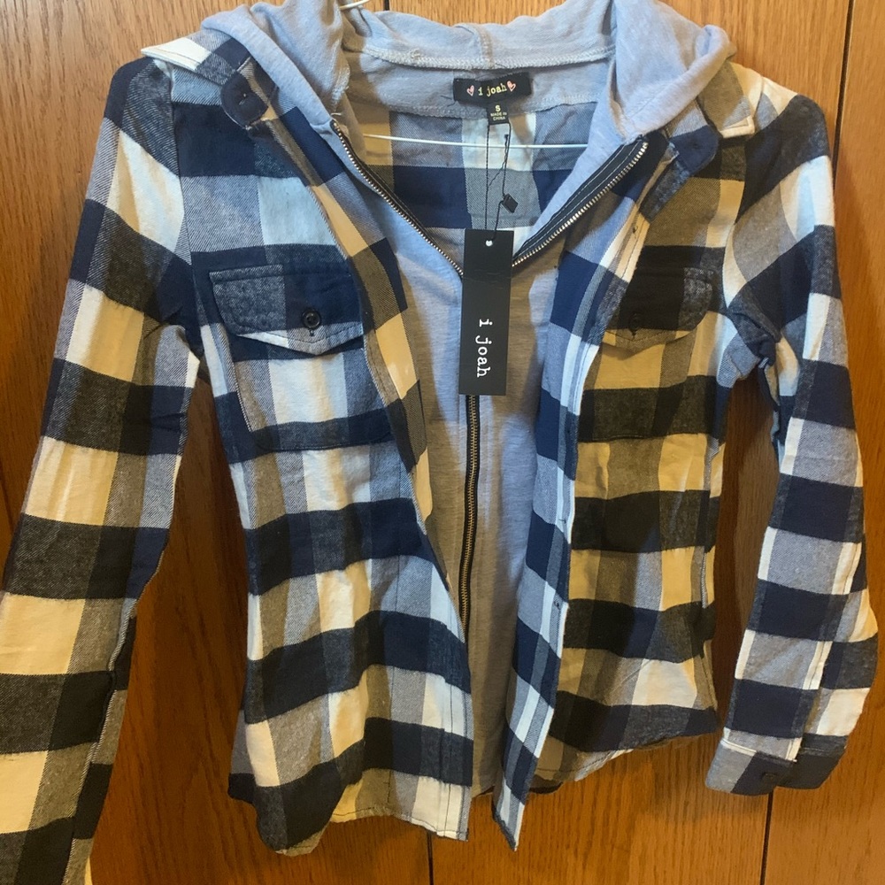 Light flannel jacket with hood